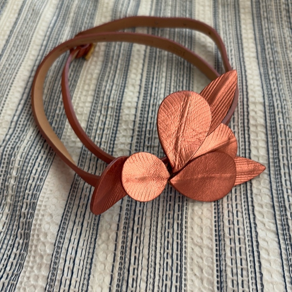 J.Crew coral pink metallic floral leather belt *shop@iamwarrior